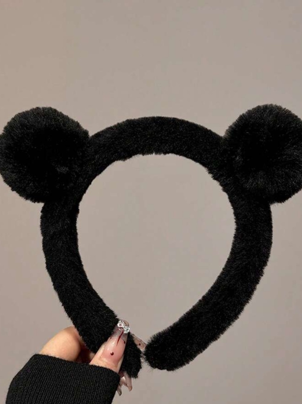 Black Fuzzy Bear Ear Kids Headband
